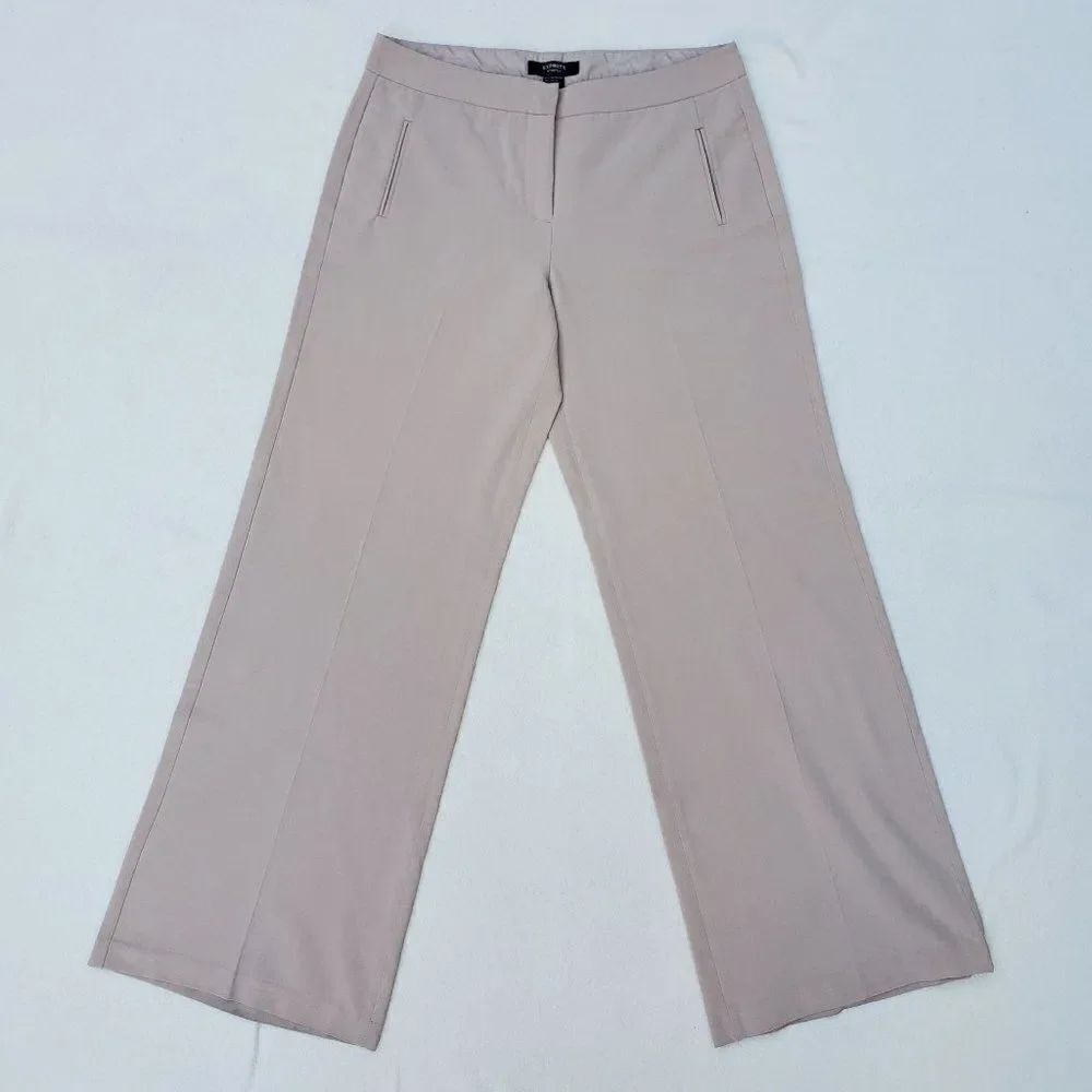 Express Stretch beige wide straight leg dress pants 30" inseam
